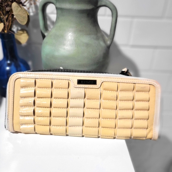 Burberry RARE Leather calf Beige Woven Wallet clutch - Picture 2 of 8